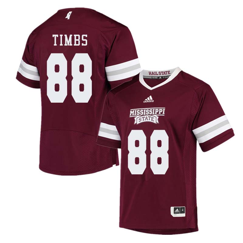 Men #88 Sherman Timbs Mississippi State Bulldogs College Football Jerseys Sale-Maroon